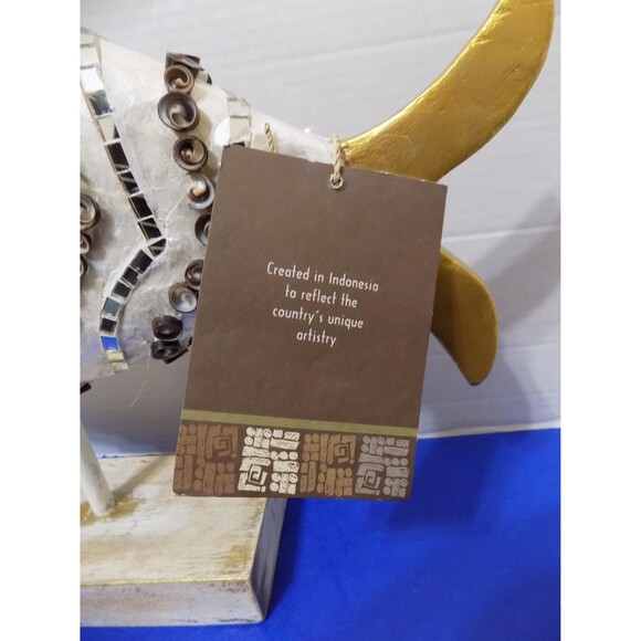 NEW Wood Carved Sea Shell Fish Statue Figurine Nautical - Picture 7 of 8